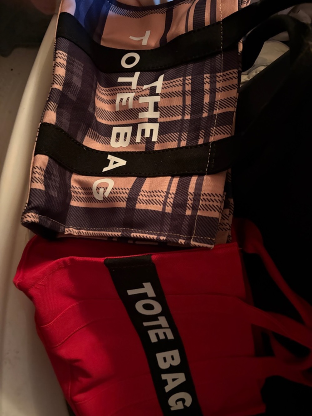 Tote Bag Plaid & Red Satchel Duo -